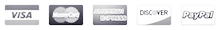 Visa | MasterCard | Amex | Discover | PayPal